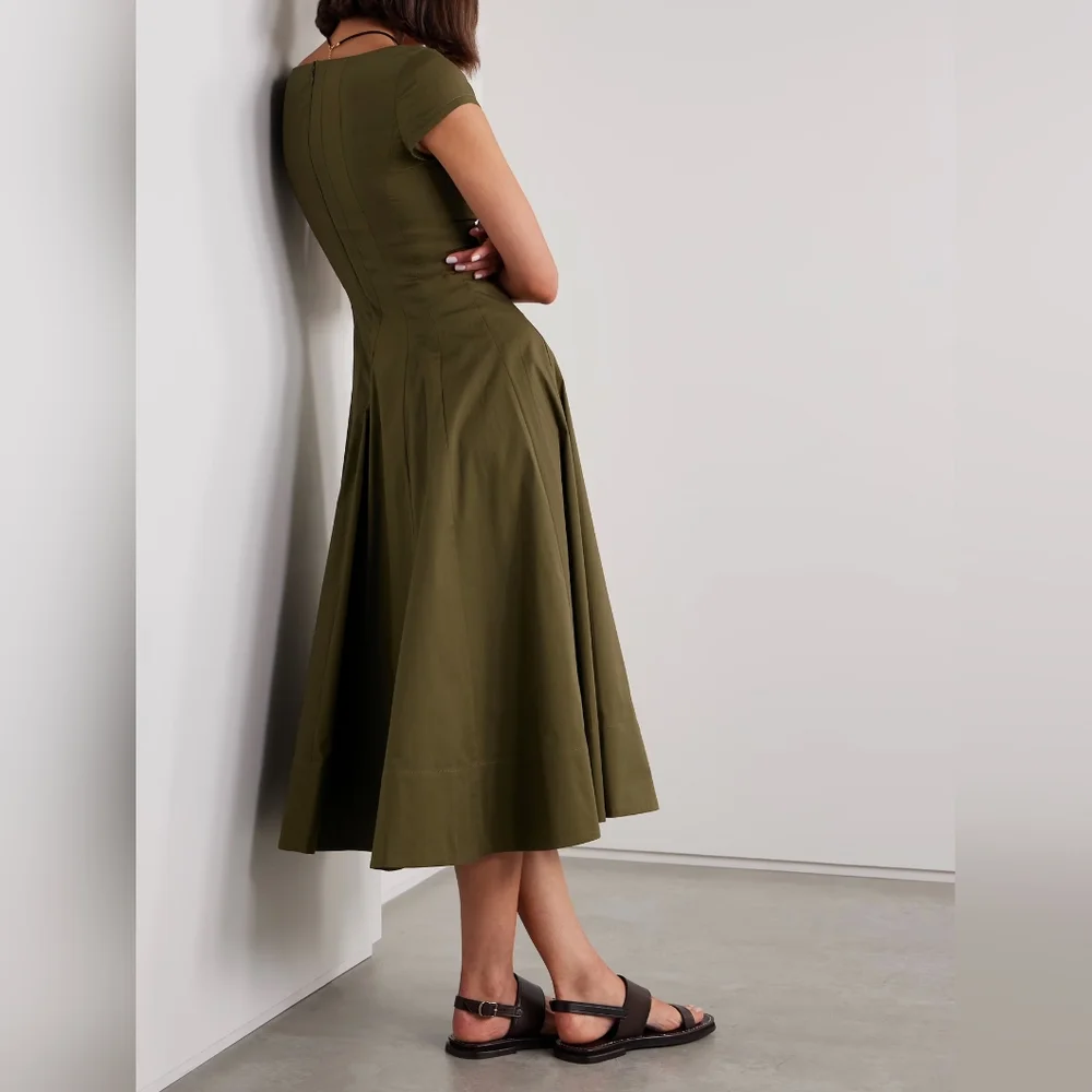 NWT Staud Wells Dress in Olive - Picture 2 of 3